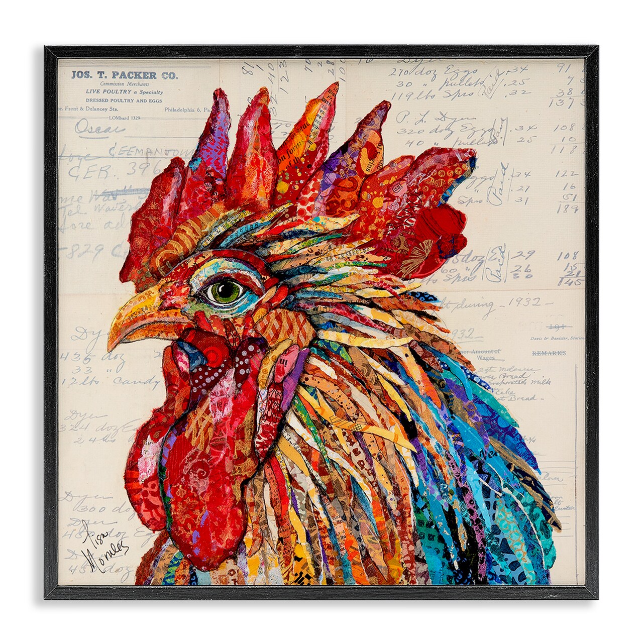 Stupell Industries Bold Patterned Rooster Framed Giclee, design by Lisa Morales